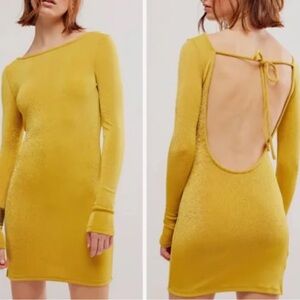 NWT Free People Intimately Long Sleeve Mini Dress-Ceylon Yellow